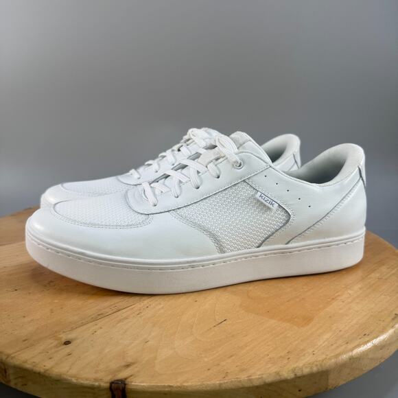 Kizik Oslo Sneakers Men's Size 12 Optic White Leather Mesh Hands Free Shoes NEW - Picture 3 of 8
